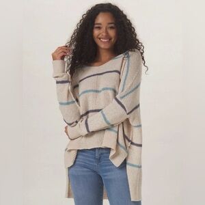 THE NORMAL BRAND NWT Roadtrip V-Neck
Sweater in Sea Glass Stripe Size Small